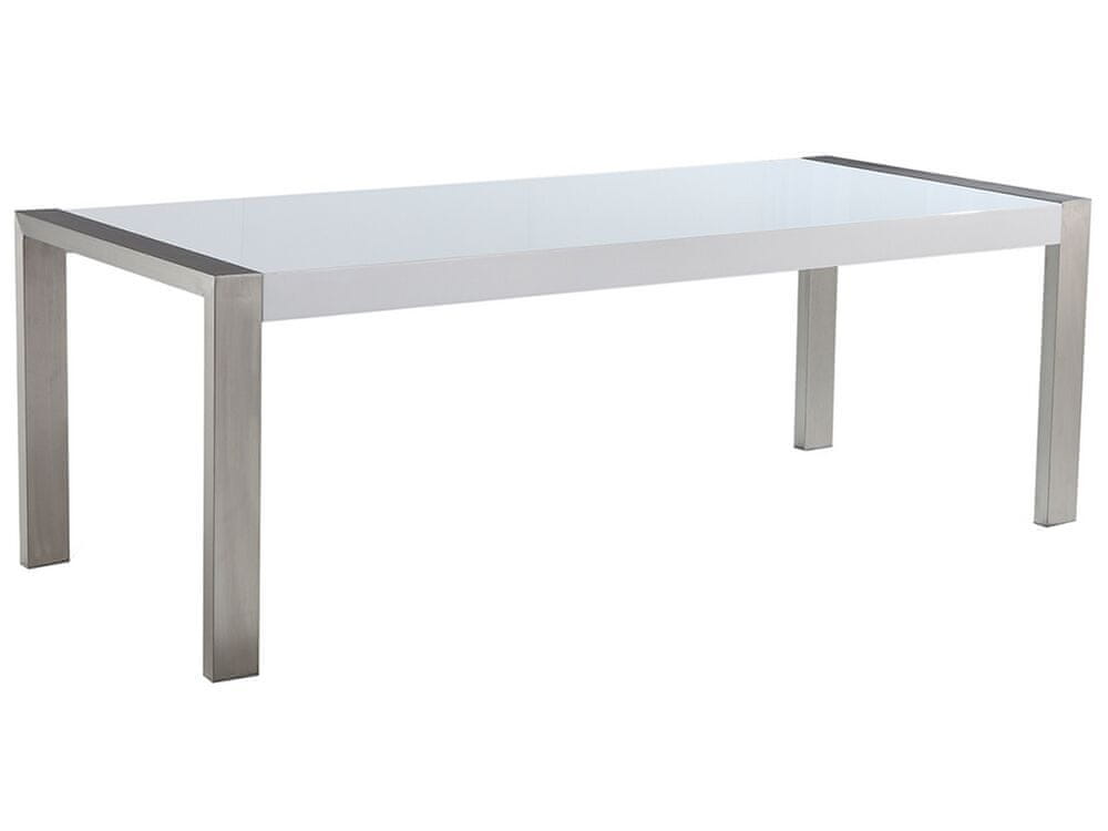 Beliani Jedálenský stôl 220 x 90 cm biela/strieborná ARCTIC I